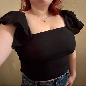 Vince Black Butterfly Strap Cami Cropped